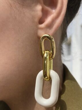 Sheila Fajl Shakedown Earrings in White Resin + 18k Gold